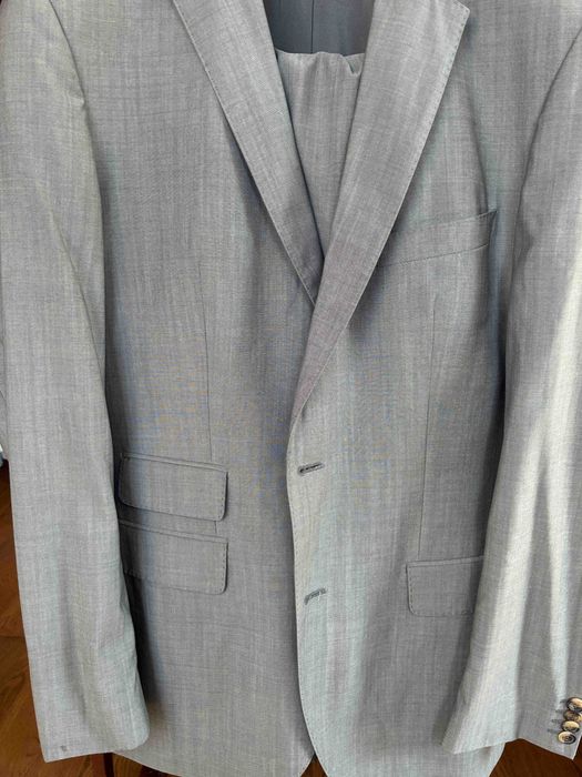 Szary garnitur HUGO BOSS wełna 100% GUABELLO Super 130's [Rozmiar 48]
