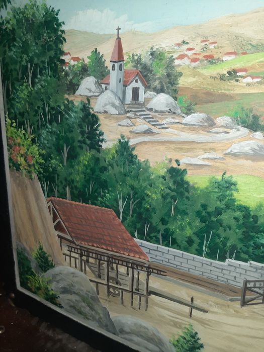 Grande Pintura Óleo Sobre Platex Da Igreja da Penha do Castelo de Guimarães