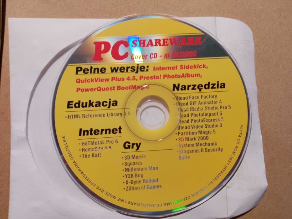 unikat dla kolekcjonerów stara płyta pc shareware z 2000 roku