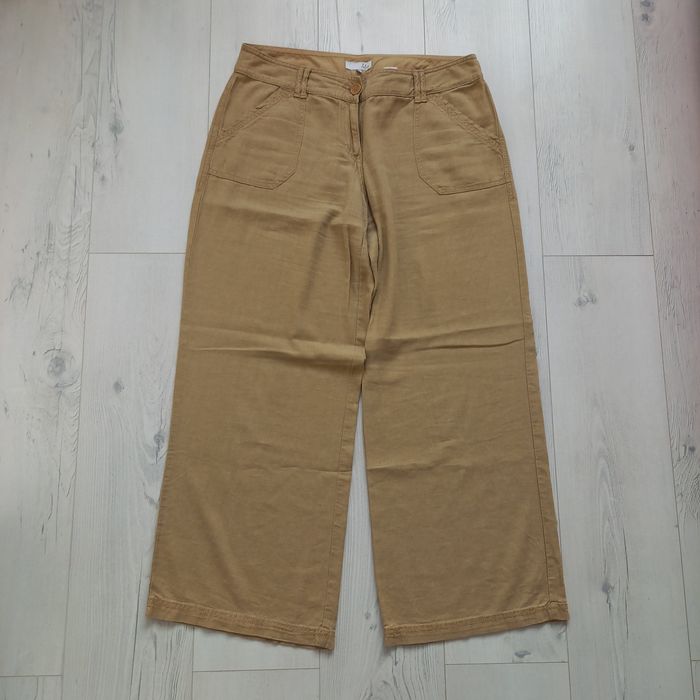 Spodnie długie lniane letnie oliwkowe khaki zielone len proste XL XXL