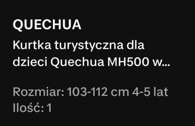 Wiatrówka / kurtka turystyczna Quechua - rozm.103-112, 4-5 lat