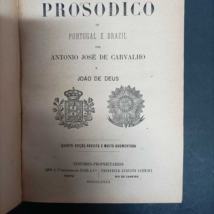 Diccionario Prosodico, Antonio José de Carvalho e João de Deus – ano 1890 –