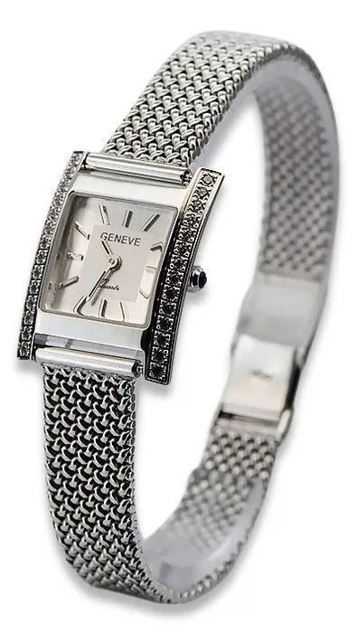 Zegarek damski z białego 14k złota z BRYLANTAMI lwd035wds&lbw003w K