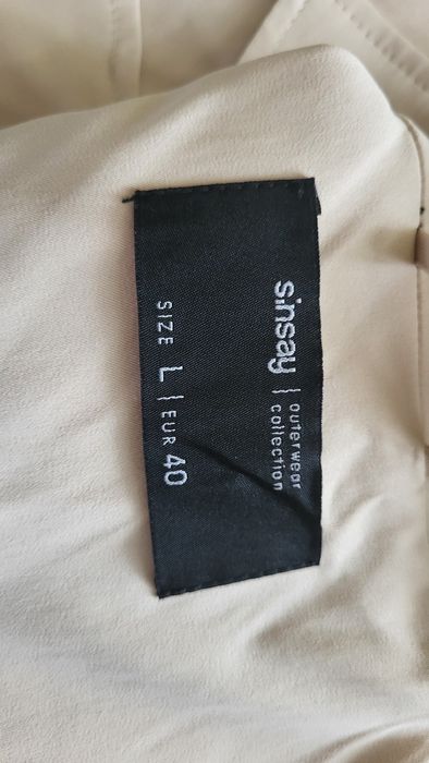 Płaszcz trencz kremowy Sinsay L/XL owersize