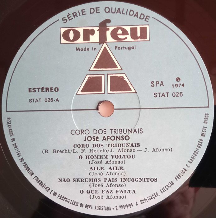 José Afonso	- - - - -		Coro dos Tribunais	- - - - -	LP