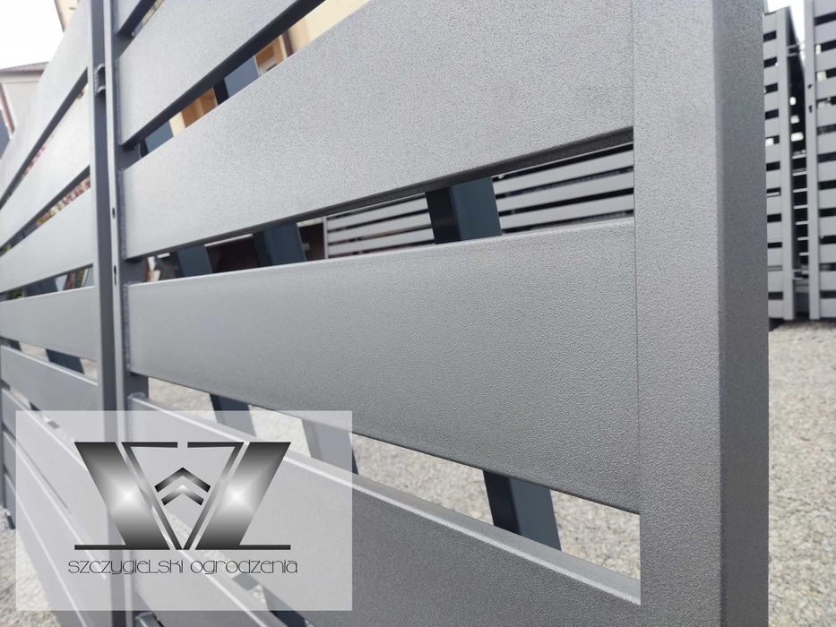 Brama wjazdowa dwuskrzydłowa nowoczesna palisadowa 1,4x4/140x20 GRAFIT