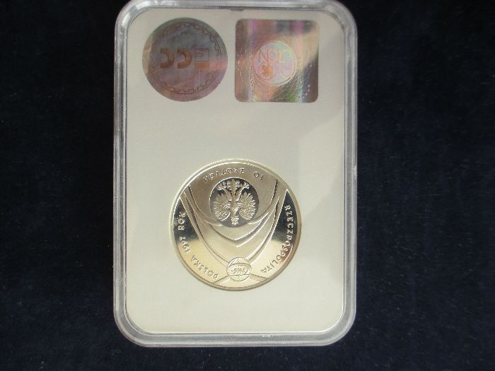 Srebrna moneta w gradingu 10 zł. z 1997 r.J.P.II Eucharystia