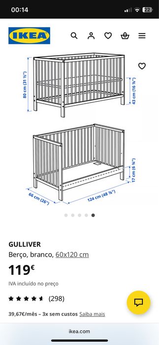 Berço IKEA + colchão + protetor