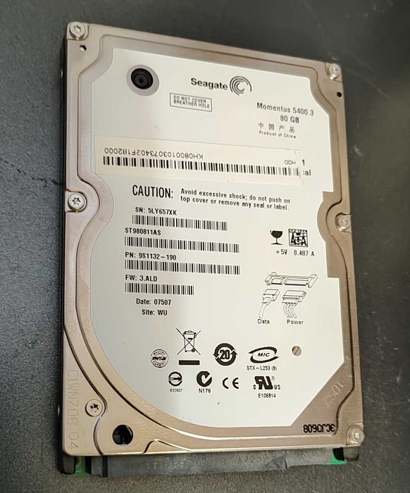 Ноутбучний диск SATA 2.5 Seagate Momentus 5400.3 ST980811AS 80Гб