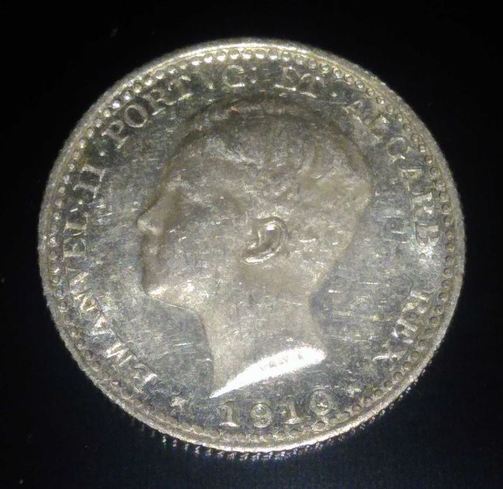 Moedas de 100 reis 1910 D. Manuel ll e 10 centavos 1915 bela prata