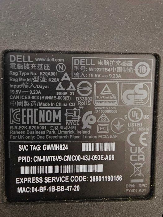 DELL WD22TB4 Docking Thunderbolt 4