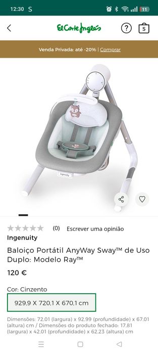 Espreguiçadeira elétrica ingenuity como nova