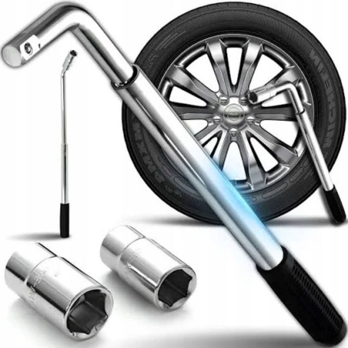 Klucz Do Kół Teleskopowy + Nasadki 1/2'' Samochodowy 17/19 Mm 21/23 Mm