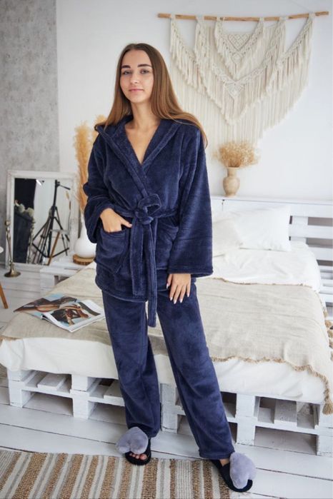 Теплий домашній костюм. Халат та штани