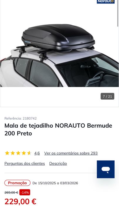 Mala tejadilho carro