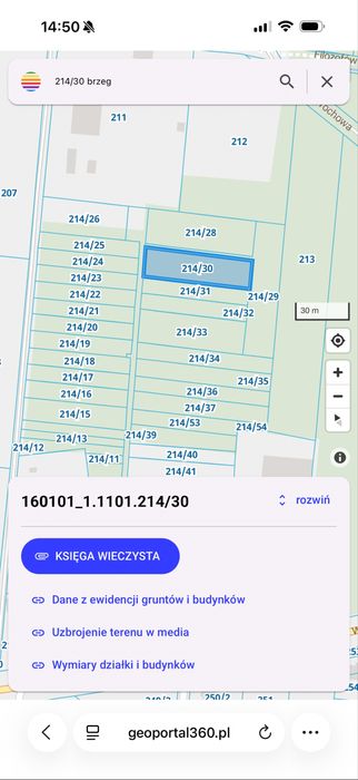 Na sprzedaż działka 929 m² – Brzeg, nr 214/30