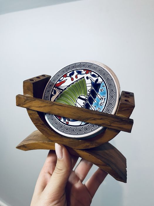 Porcelanowe 3 szt podkladki grecja hellada antyk