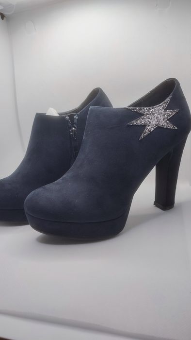 Botins Salto Alto SeaSide Azul Marinho