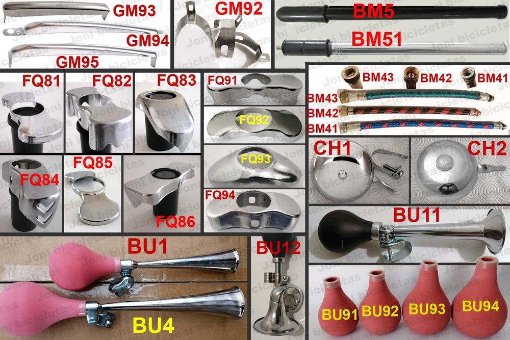 Peças e acessórios de bicicleta pasteleira (Yé-Yé, modelo sport, etc)