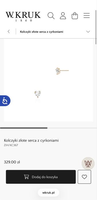 Kolczyki złote serca z cyrkoniami