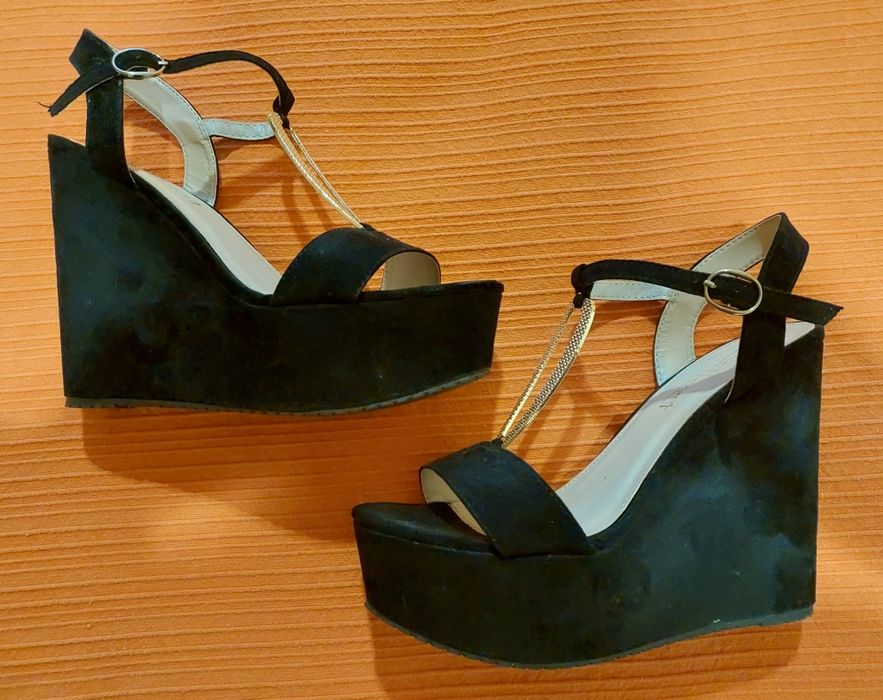 Sapatos Pretos Cunha Cerimónia,  37