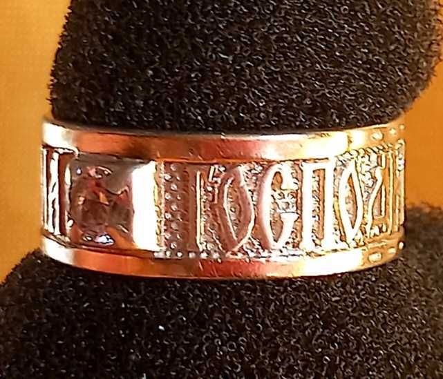 Срібна з золотими вставками каблучка-оберіг  18мм