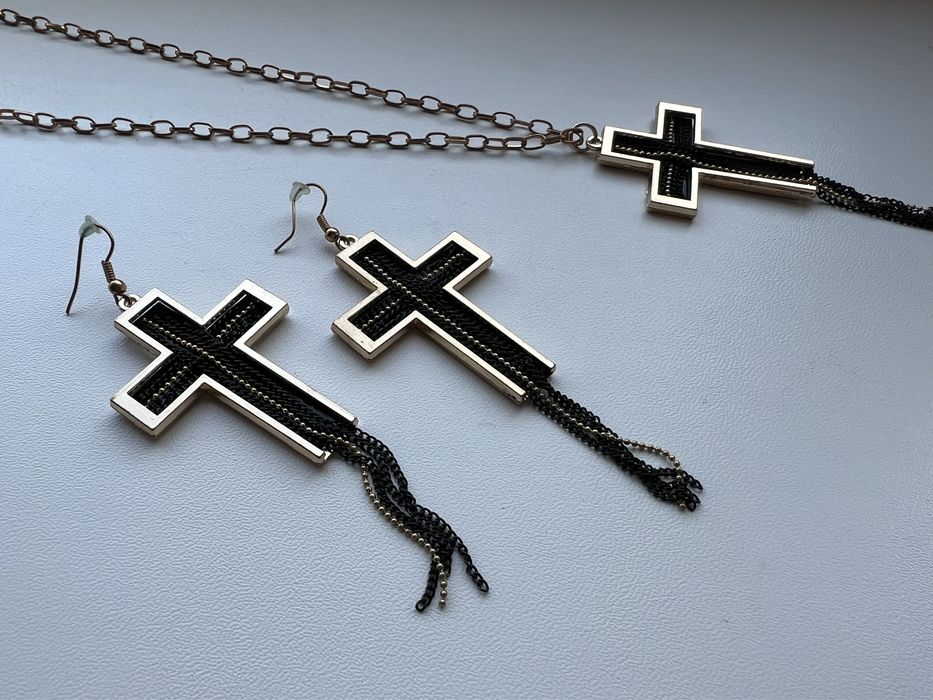 Набір сережки + ланцюжок Хрест