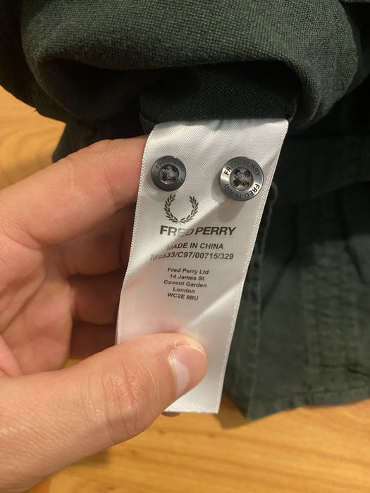 (S) FRED PERRY рубашка зеленая хлопковая сорочка хлопок