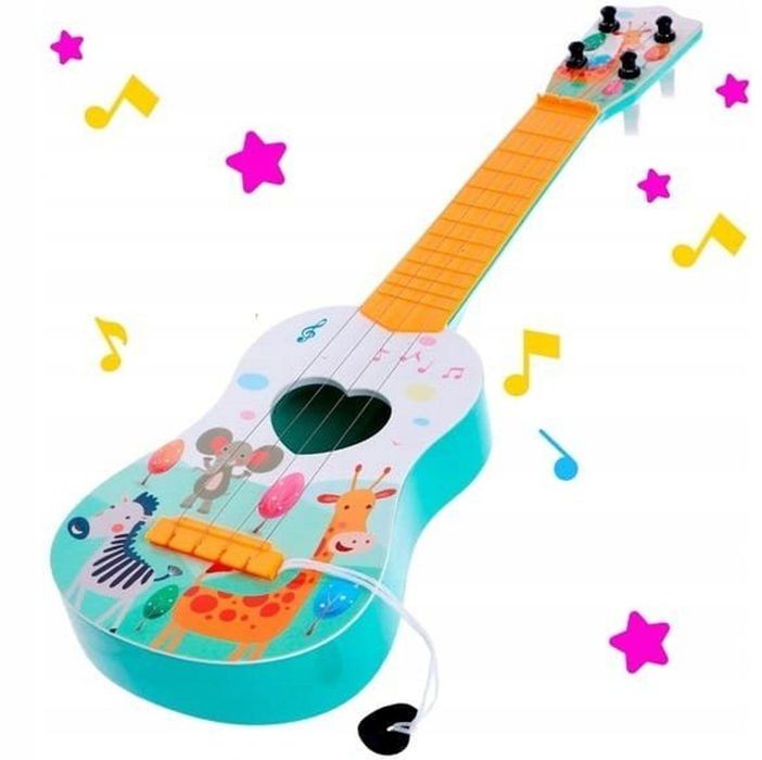 Zabawka ukulele 43cm dla dzieci drewniane struny metalowe