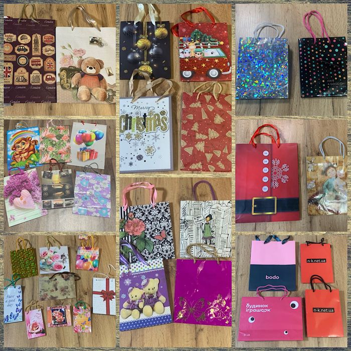 Пакеты подарочные праздничные объемные