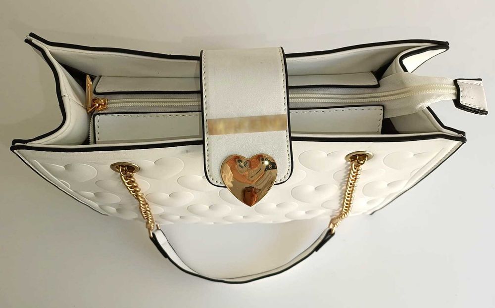 Mala de ombro - branca com dourado - Muito Elegante