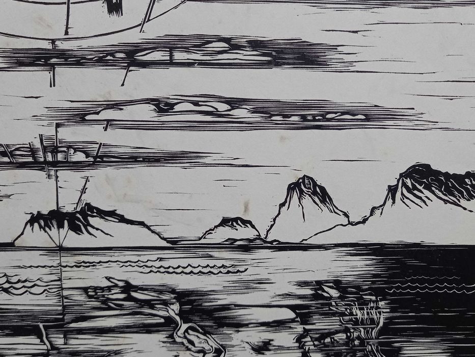 Ryszard Stryjec, linoryt "Topielica", 1968