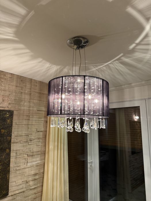 Lampa sufitowa czarna z kryształami, kryształkami śr. 48cm