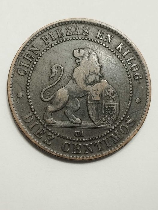 Sprzedam monetę Hiszpania 10 centymów 1870r.