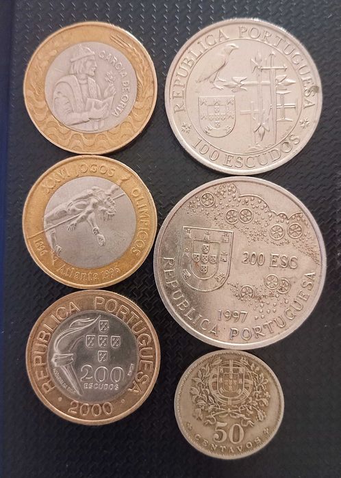 Lote 6 Moedas Antigas Portugal (Escudos e 50 Centavos 1957)