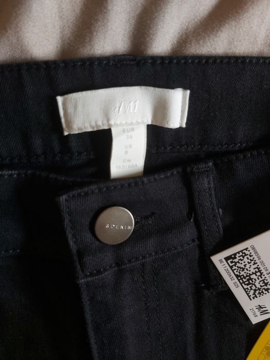 Calças de ganga skinny Regular Waist Ankle Length, novas, pretas, 36 H