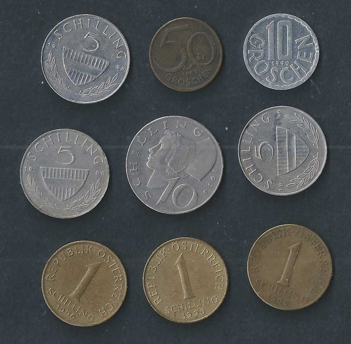 Moedas Áustria, 9 Moedas usado