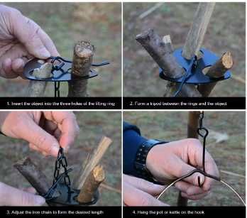 Przenośny odpinany, wiszący stojak ze stali nierdzewnej na ognisko