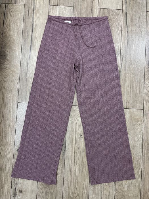 Pull&Bear Spodnie bambula w paski Brudny róż