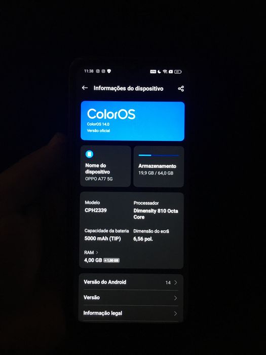 Oppo a 77 5g como novo