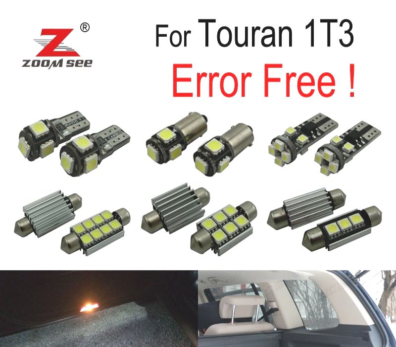 KIT COMPLETO DE 20 LÂMPADAS LED INTERIOR PARA VOLKSWAGEN VW TOURAN 1T3 2011-2015