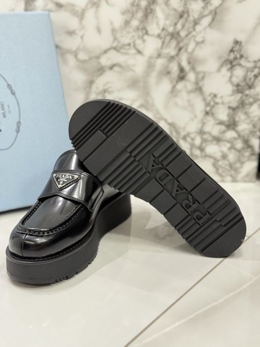 Mokasyny Prada black leather