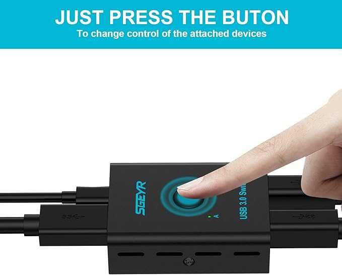SGEYR USB 3.0 Switch 2x1 przełącznik 2 komputery 1 urządzenie USB 757