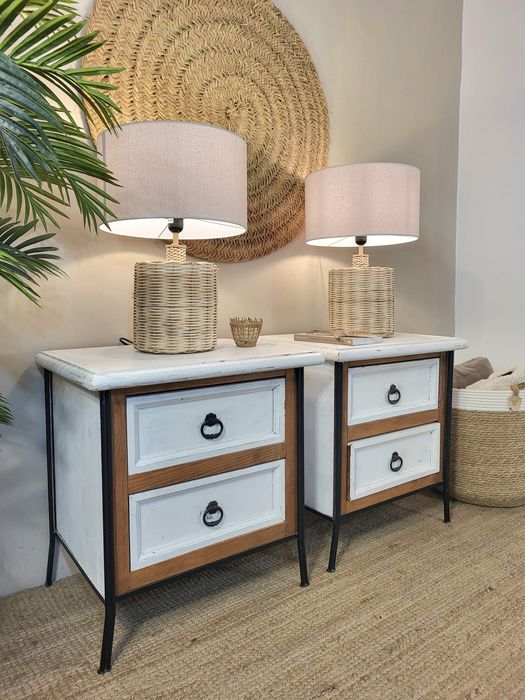 2 mesas, apoio, cabeceira,  ferro, rustico