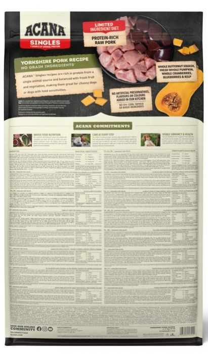 Acana Singles Yorkshire Pork 2 кг 6 кг 11.4 кг сухий Акана