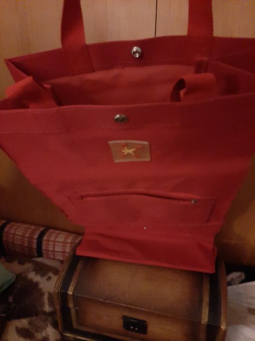 Bolsa Carrinho, vermelho, dobrável, NOVA.