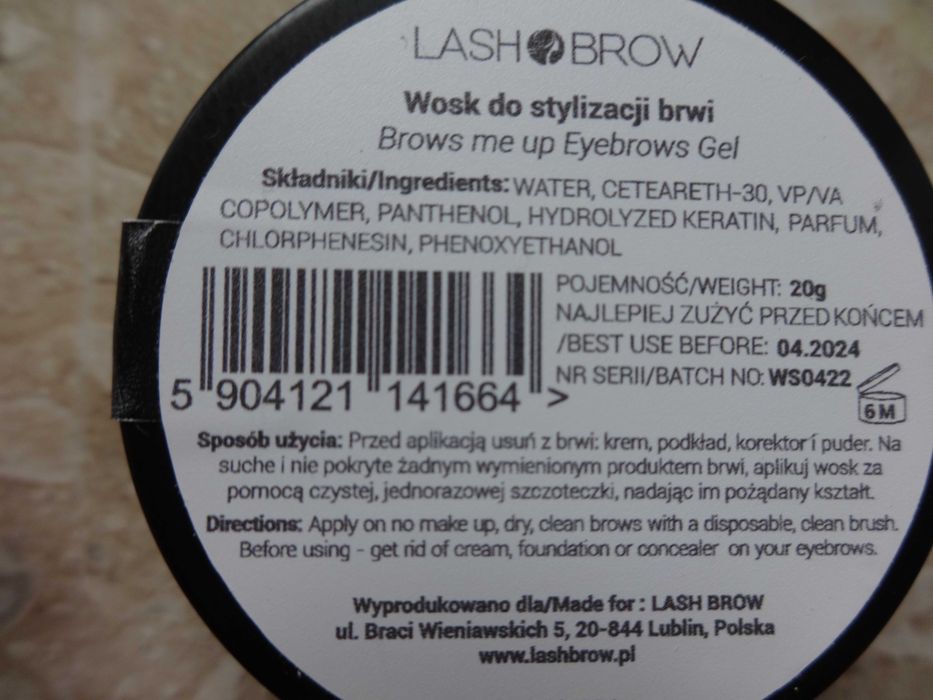 Wosk do brwi z keratyną i pantenolem Lash Brow
