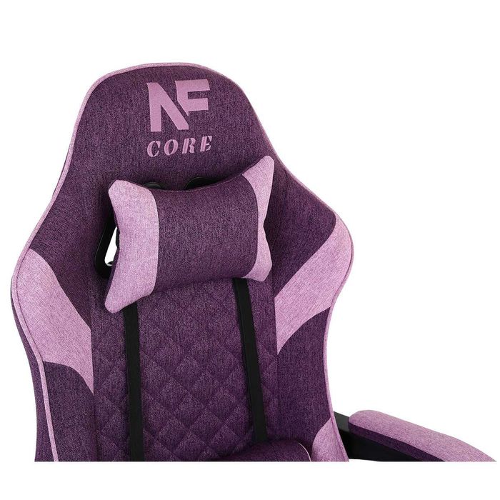 Fotel Gamingowy INFINI Core Purple z tkaniny, podnóżek