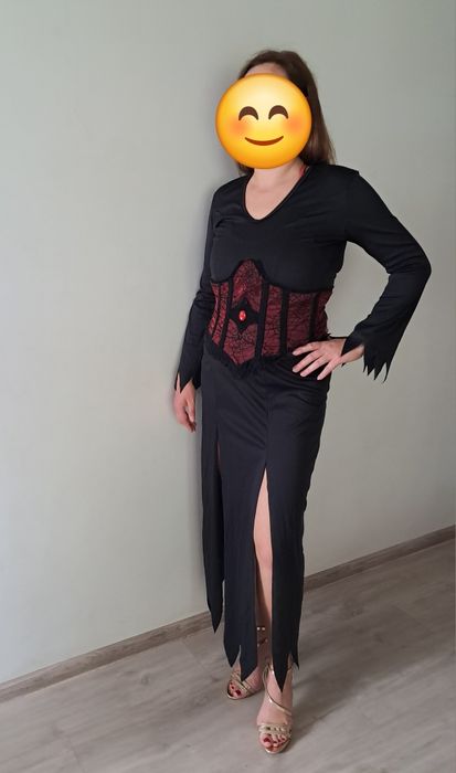 Morticia Adams wampirzyca drakula sukienka strój przebranie S 36