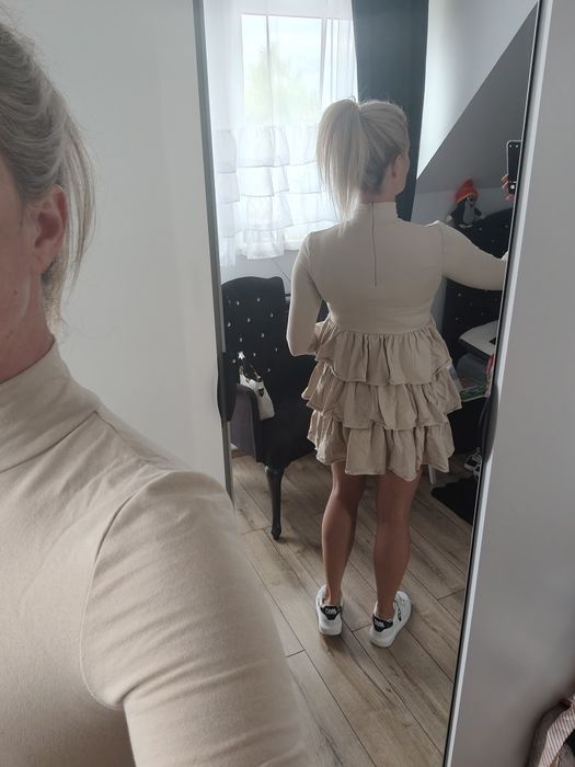 Andżela sukienka falbanki roz S/M